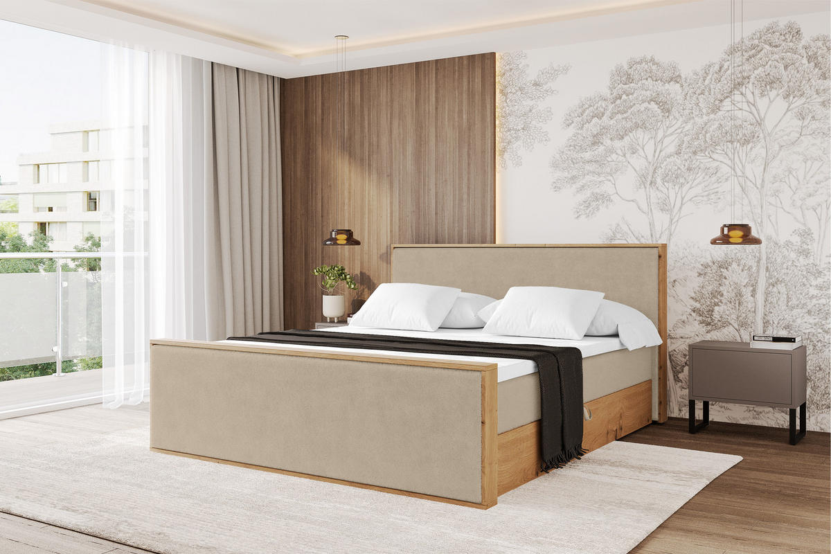BOXBETT LOLLI9 -Z 180x200 - H3 Creme - Champagner, Holzwerkstoff (180/200cm) - ALTDECOR