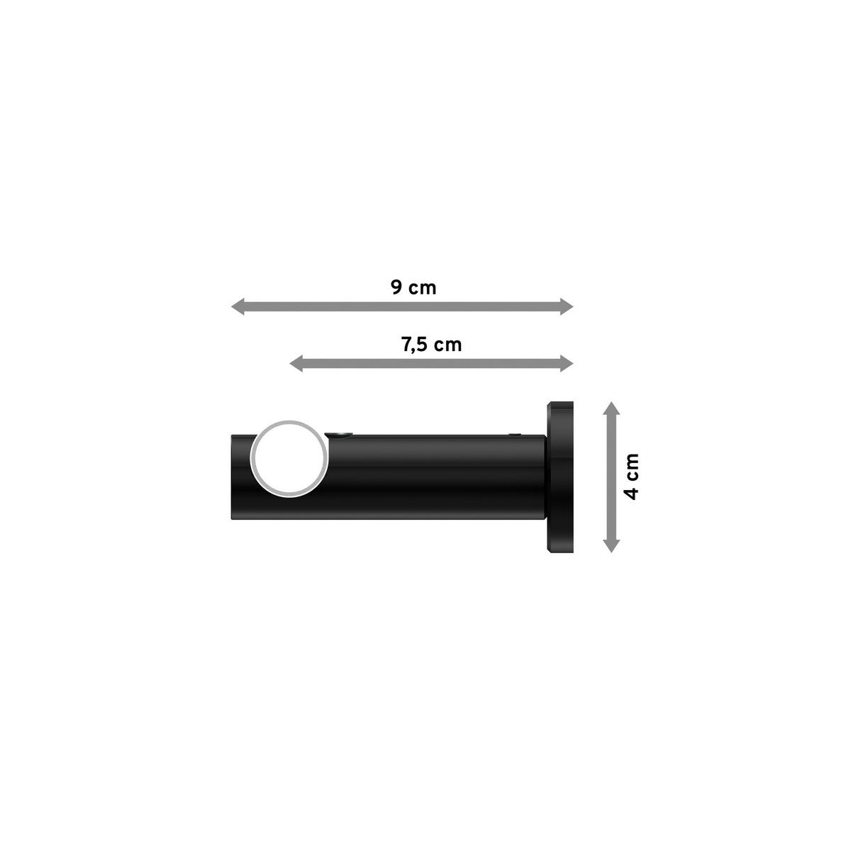 GARDINENSTANGEN-SET Platon Zoena 140 cm, 1-läufig, 20 mm Ø Schwarz - Schwarz, Metall (140cm) - INTERDECO