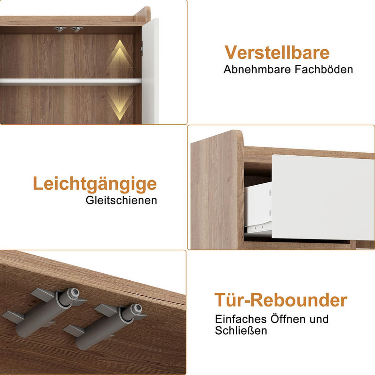 SCHUHSCHRANK WEISS mit 4 Türen und 1 Schublade verstellbares Regal 120x35x99 cm - Weiß, Holzwerkstoff (35/99/120cm) - Fuleadture