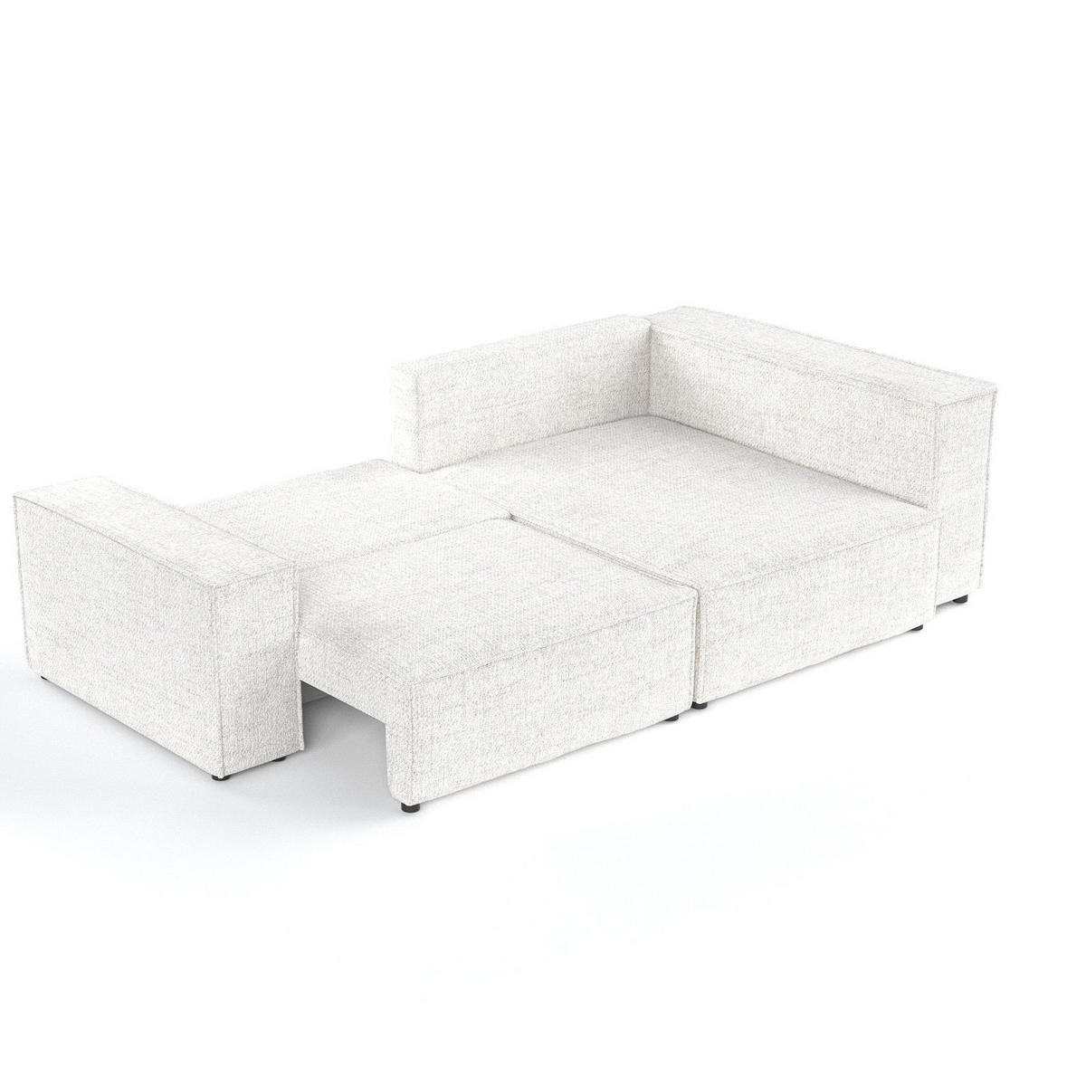 ECKSOFA AVION mit Schlaffunktion Creme im Neve Stoff - Creme/Schwarz, Holz/Holzwerkstoff (253/148cm) - AltaBeds