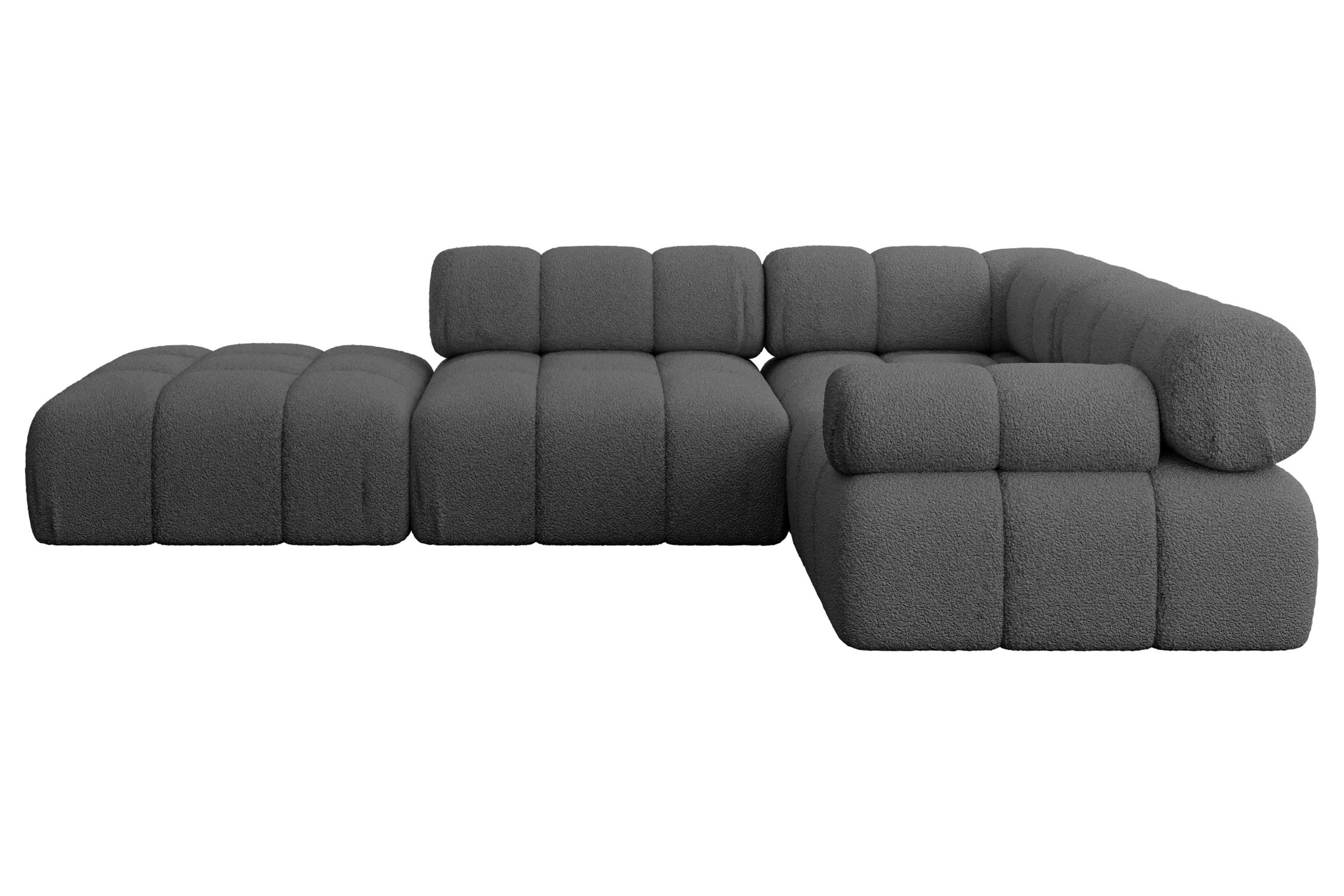 ECKSOFA modulares Sofa Felto-L1 - 285x190x70 cm Grau Bouclé - Grau, Holzwerkstoff/Textil (285/190cm) - ALTDECOR