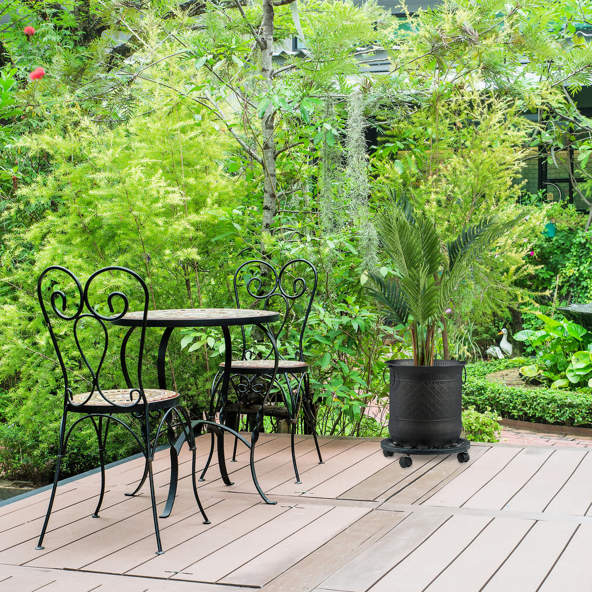 PFLANZENROLLER - Schwarz, Kunststoff/Metall (38/7.5/38cm) - Relaxdays