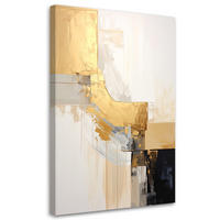 BILD auf Leinwand, Abstraktion in Weiß Beige und Gold mit geometrischen Formen - Beige, Textil (70/100cm) - Feeby