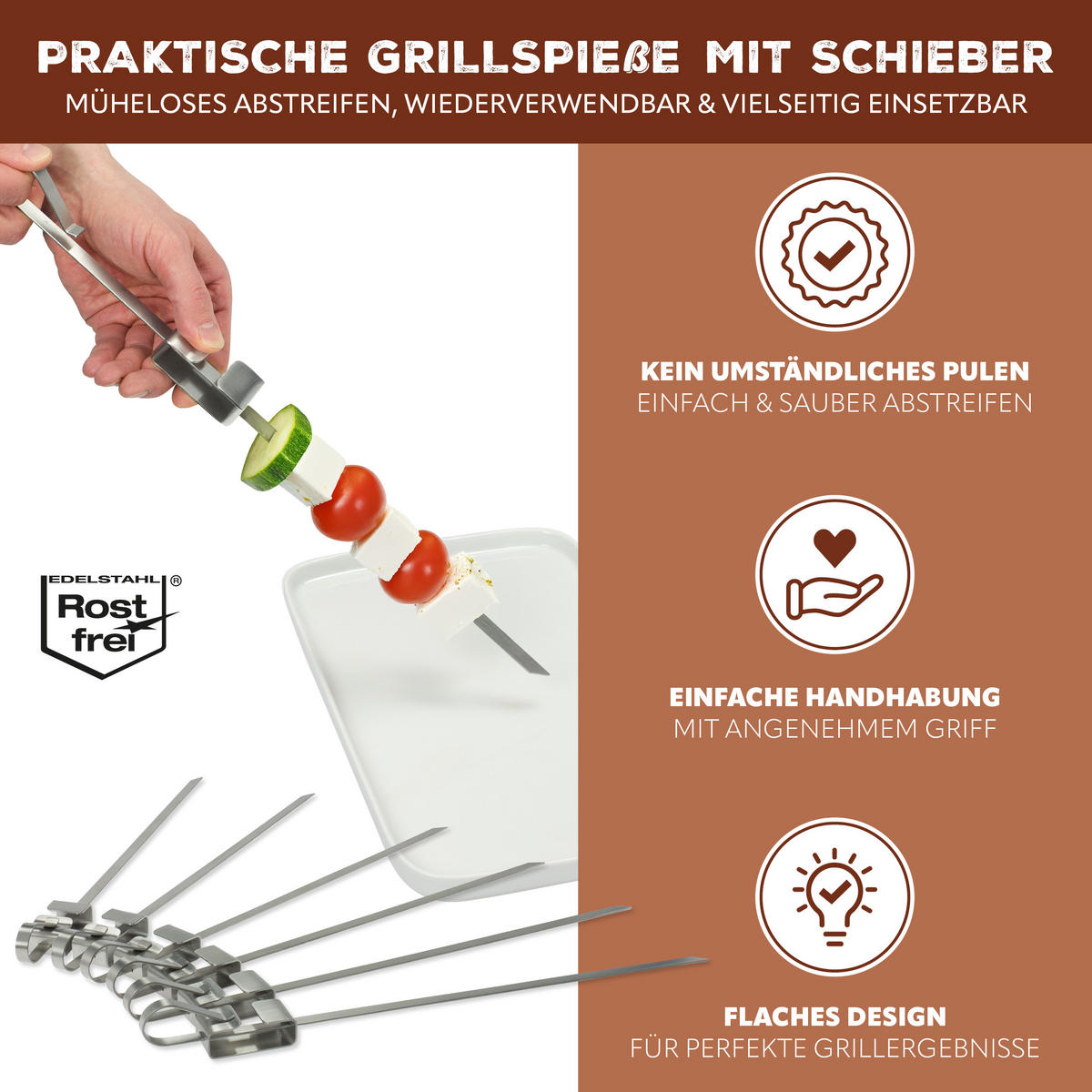 VEGGIE-GRILL-SET 13tlg. - Edelstahlfarben, Metall (32/1.5/18.5cm) - bremermann