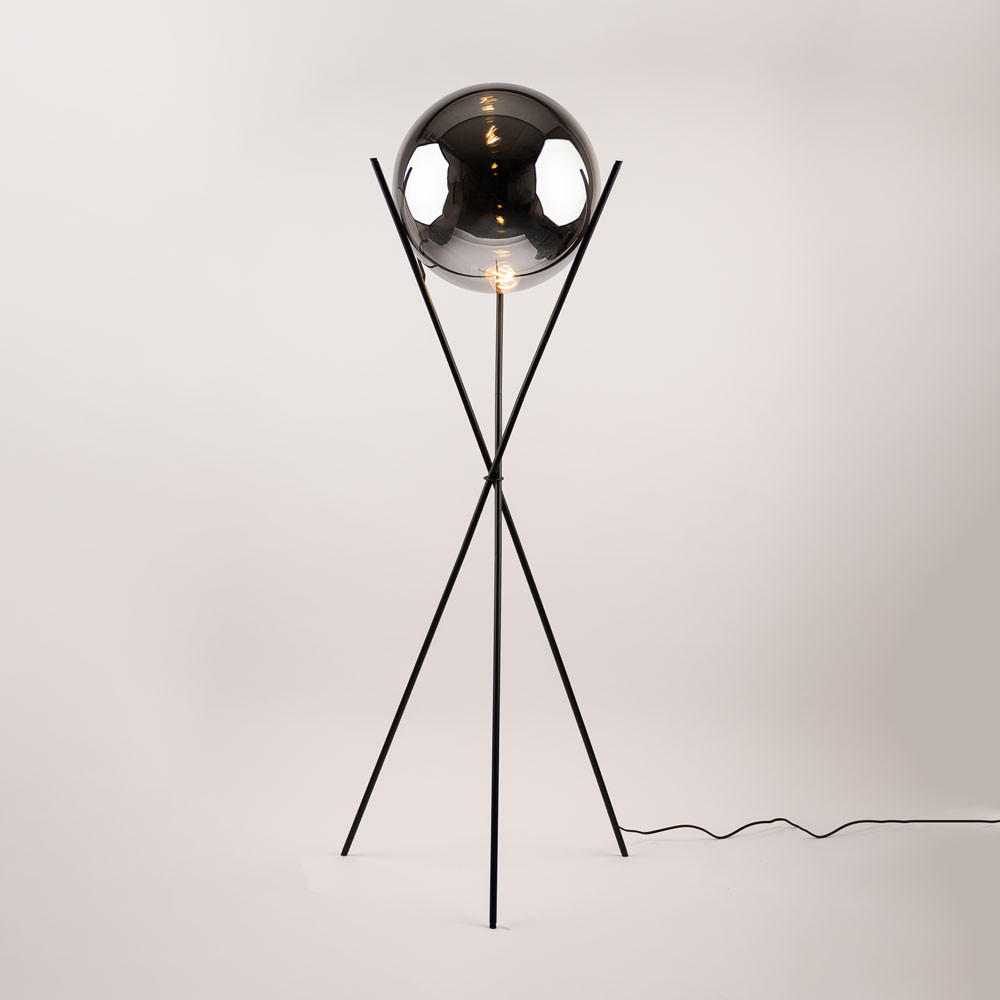 STEHLAMPE Orb Tripod Rauch/Schwarz - Anthrazit, Glas (40/40/160cm) - s.luce