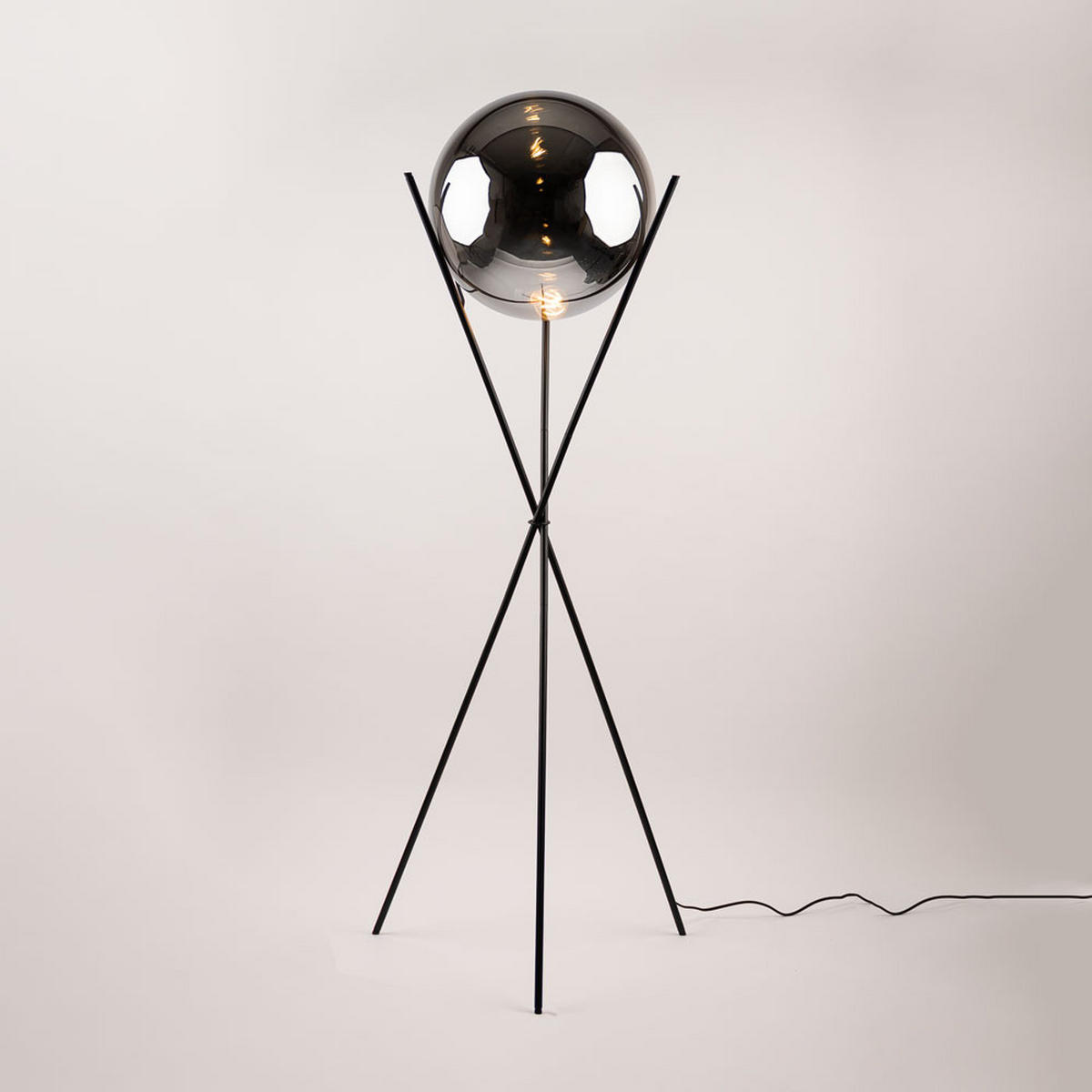 STEHLAMPE Orb Axis Rauch/Schwarz - Anthrazit, Glas (40/40/160cm) - s.luce