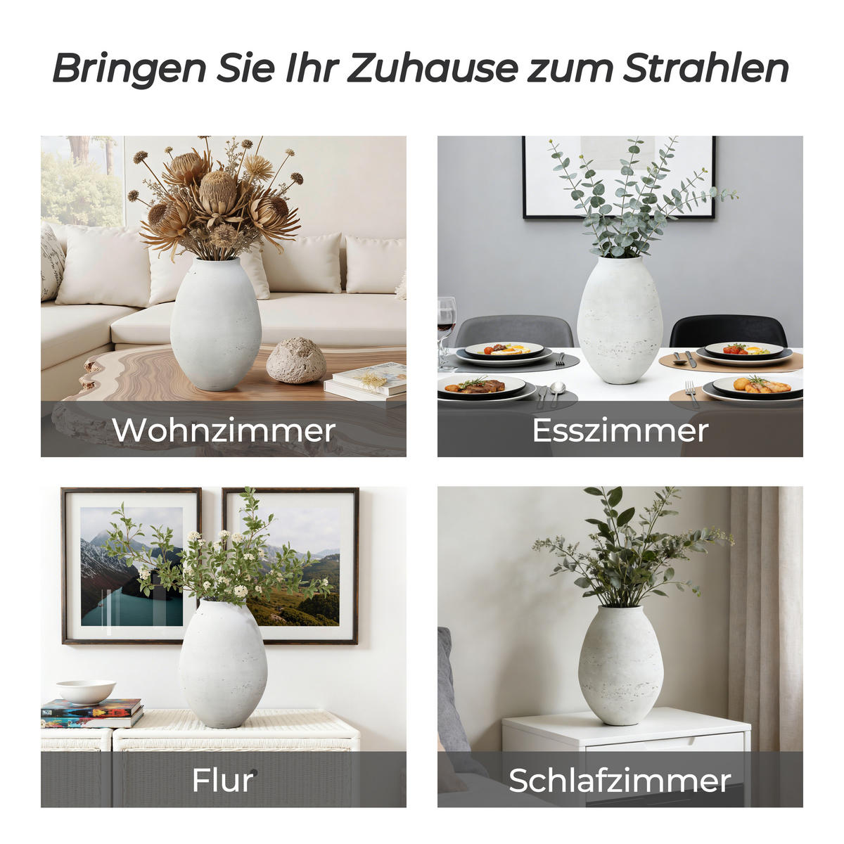 VASE Neva, 32,5 cm Hoch - Weiß, Naturmaterialien (32.5cm) - Hometopia