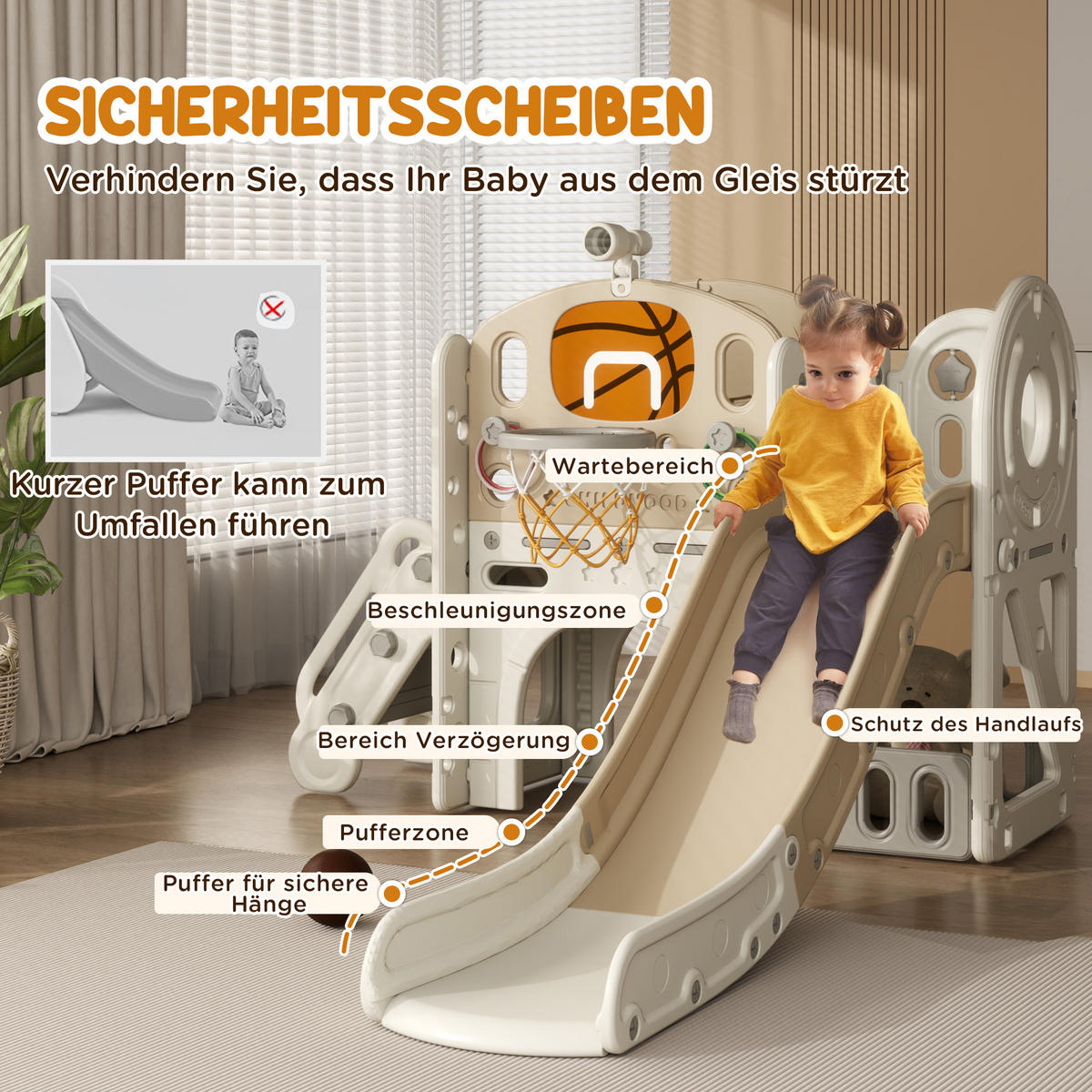 KINDERRUTSCHE - Creme/Weiß, Kunststoff (153/111/186cm) - AIYAPLAY