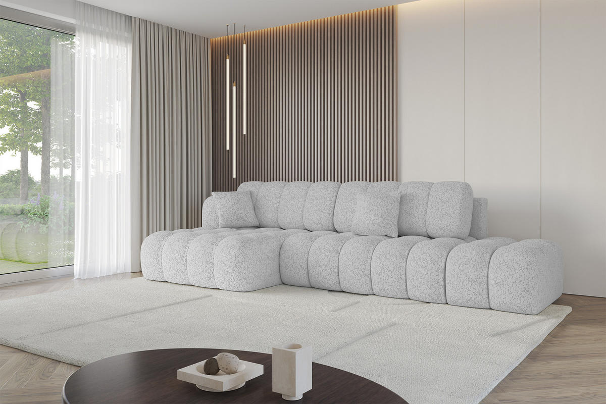 ECKSOFA mit Schlaffunktion Ottomane Links OLEA-L2 321x164x75 Grau Tissu - Graphitfarben/Schwarz, Holzwerkstoff/Kunststoff (321/164cm) - ALTDECOR