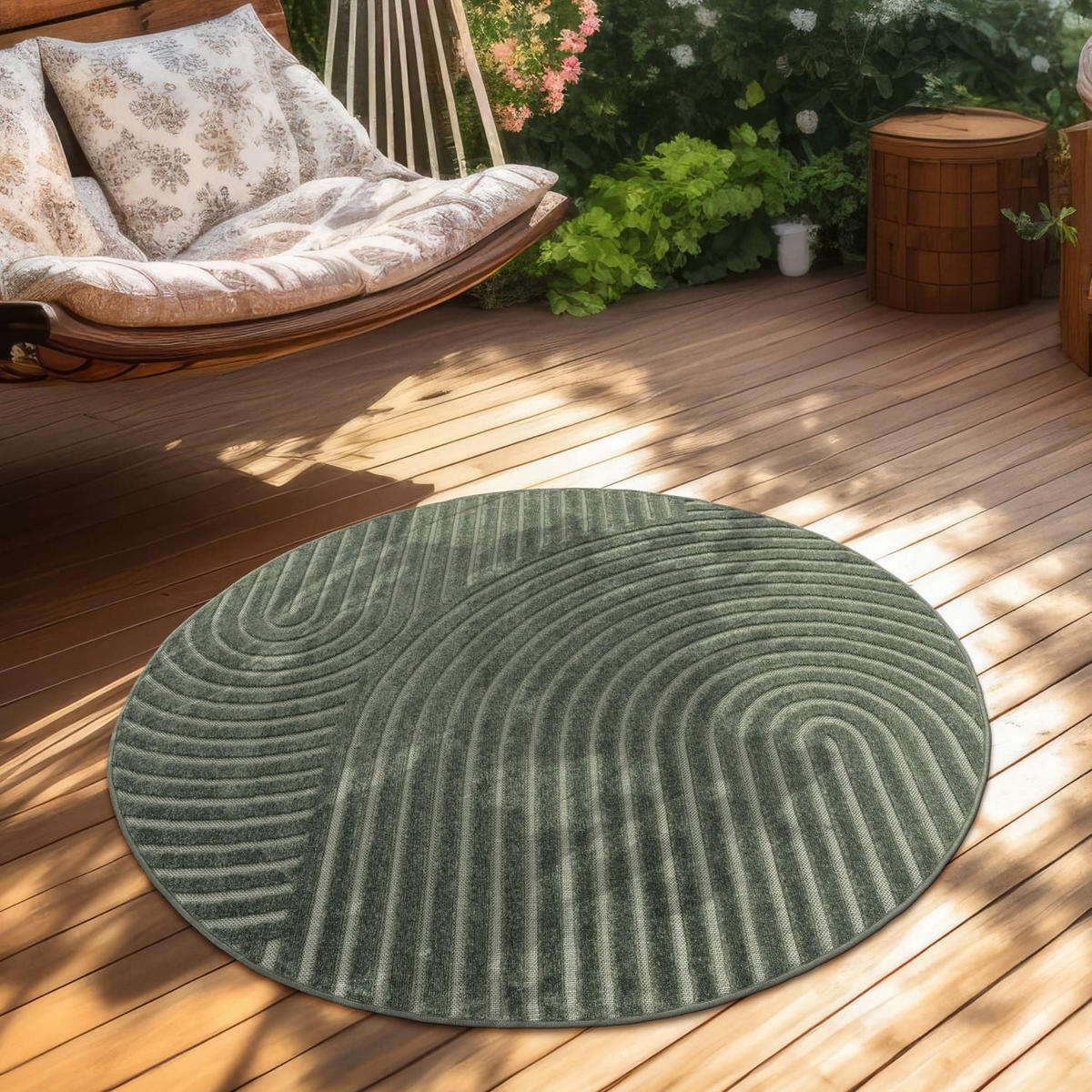 OUTDOORTEPPICH 120/120 cm Cotton 236 - Grün, Kunststoff (120/120cm) - Paco Home