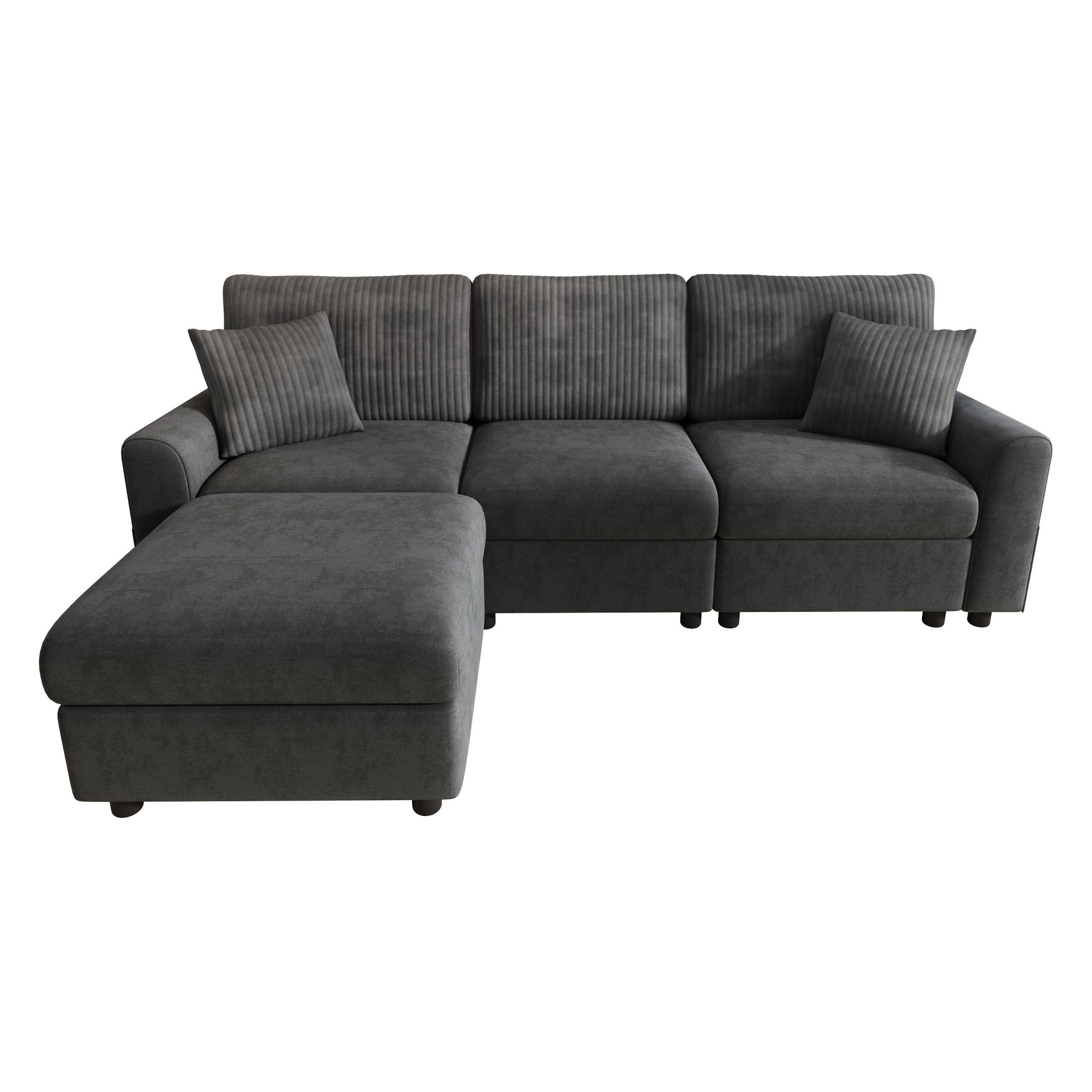Pangivo Ecksofa Schwarz 223x146 cm