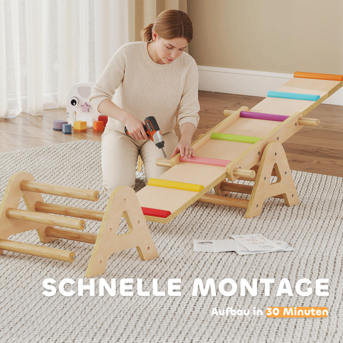 BALANCEWIPPE 2-in-1 DE-09834 Holz - Multicolor, Holz (38/133cm) - ComfortXL