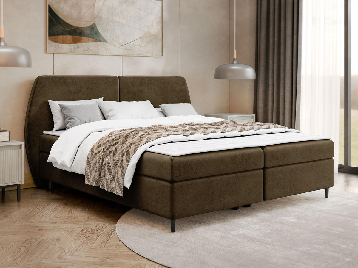 BOXBETT Madryt - Dunkelbraun/Schwarz, Holz/Holzwerkstoff (180/200cm) - MIRJAN24