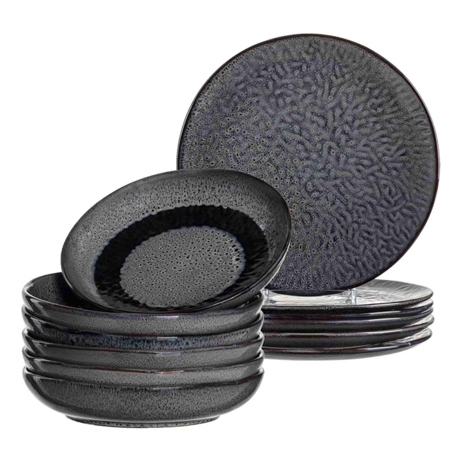 TAFELSERVICE Matera Anthrazit 12-tlg. - Grau, Keramik (2/2/2cm) - Leonardo Living