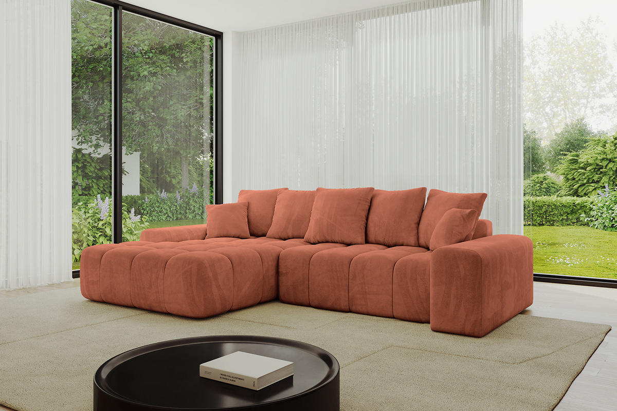 ECKSOFA Ottomane Links ENSI-L - 267x164x88 cm Koralle - Koralle, Holzwerkstoff/Kunststoff (267/164cm) - ALTDECOR