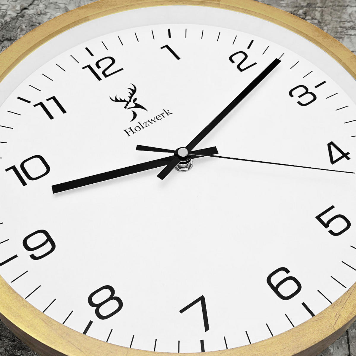 WANDUHR Holz Designer WOLFSBURG Loft Wand Uhr, beige, weiß - Beige/Schwarz, Glas/Holz (30/30/4.2cm) - Holzwerk