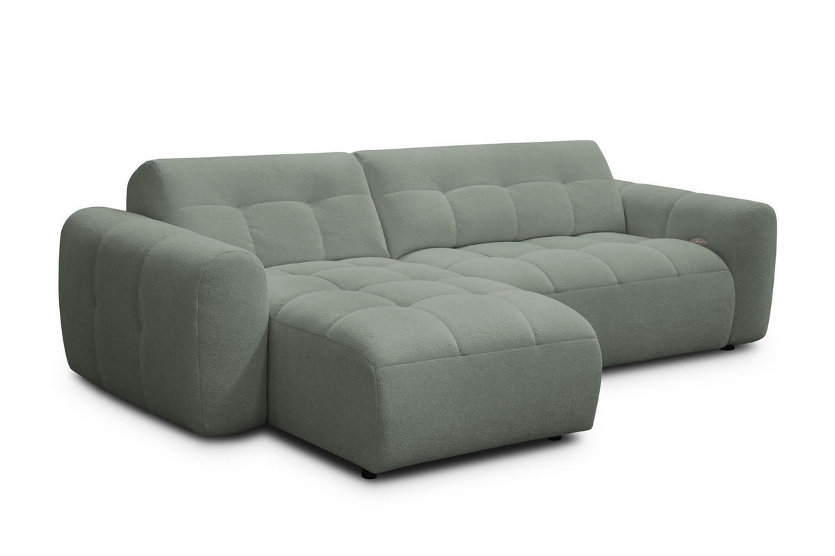 ECKSOFA LUMERO 4-Sitzer LINKS, olive - Schwarz/Olivgrün, Holz/Textil (275/166cm) - Courtois Laville
