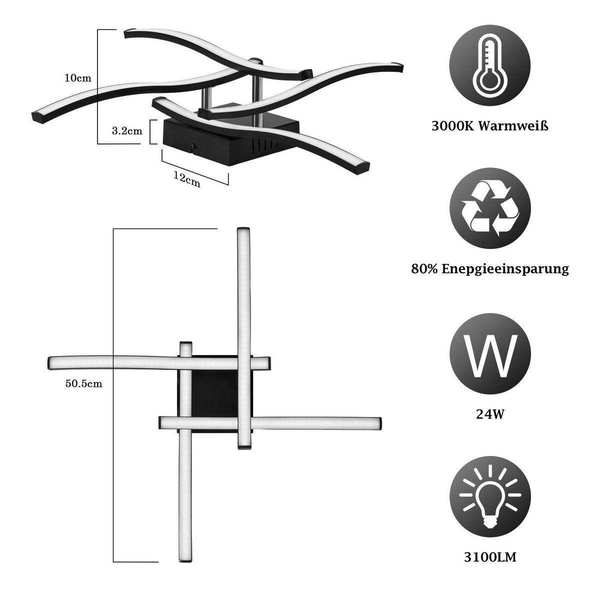 LED závěsné světlo Clark III 51/51/10 cm - černá, plast (51/51/10cm) - Nettlife