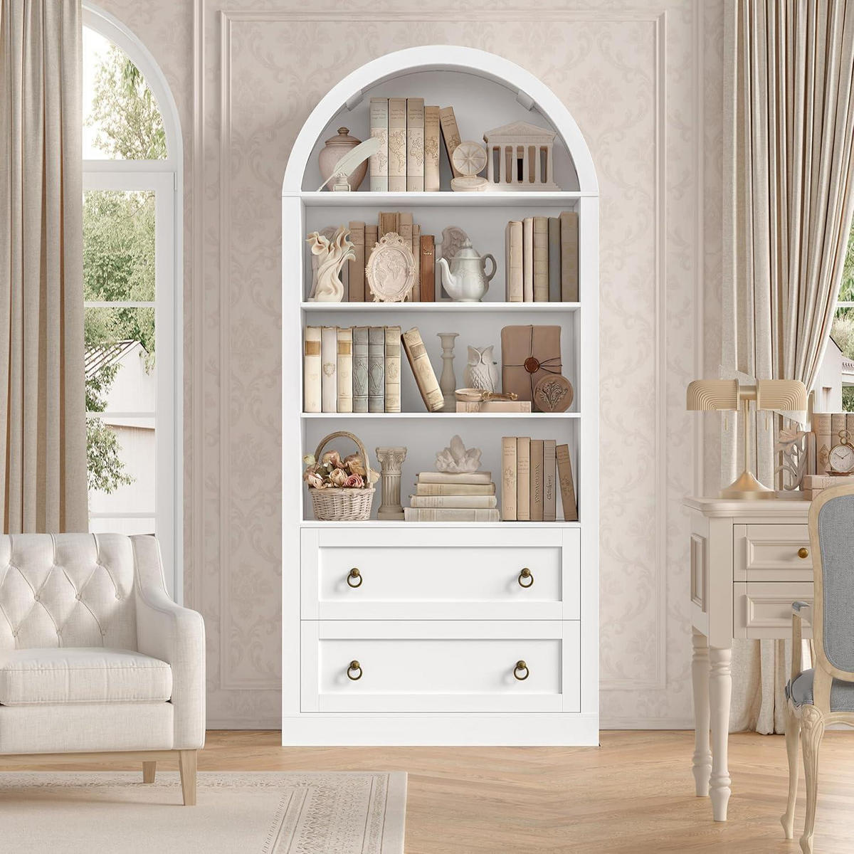 BÜCHERREGAL mit 2 Schubladen 177 x 79,5 x 36 cm Weiß - Weiß, Holzwerkstoff (79.5/177/36cm)