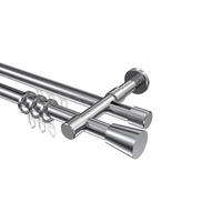 RUNDROHR-INNENLAUF-GARDINENSTANGEN-SET Prestige Sitra 260 cm (geteilt in 2 x 130 cm), 2-läufig, 20 mm Ø Chrom - Chromfarben, Metall (260cm) - INTERDECO