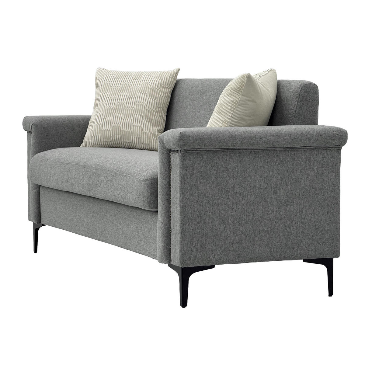 2-SITZER Sofa Feinleinen Polyester mit Taschenfederkern und Metallfüßen 172/73.5/81.5 cm Hellgrau - Hellgrau, Textil (73.5/81.5/172cm) - Redom