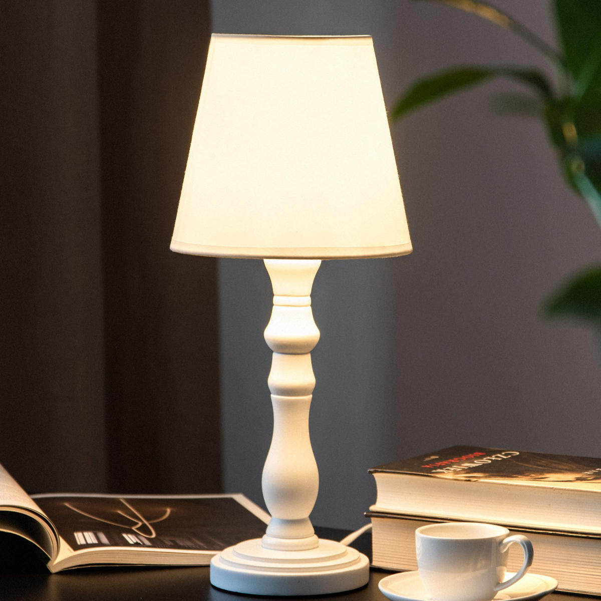TISCHLAMPE GITTA 2-er Set, Weiß - Weiß, Keramik/Textil (18/18/42cm) - KONSIMO®