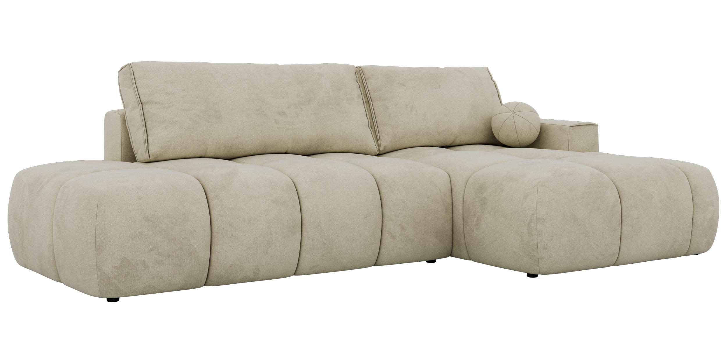 ECKSOFA LORAN L Beige Velvet - Rechts - Beige/Schwarz, Kunststoff/Textil (292/170cm) - MKS