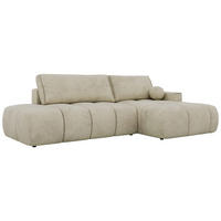 ECKSOFA LORAN L Beige Velvet - Rechts - Beige/Schwarz, Kunststoff/Textil (292/170cm) - MKS