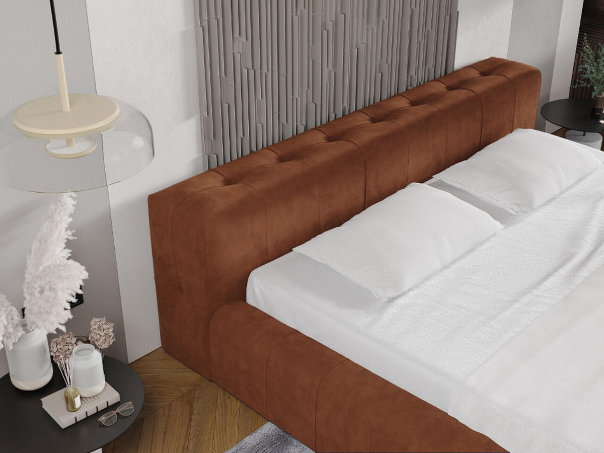 POLSTERBETT Lipari 140x200 Braun - Naturfarben/Braun, Holz/Textil (140/200cm) - Graingold