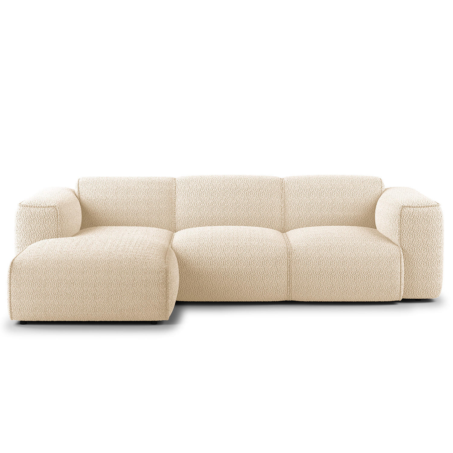 3-SITZER ECKSOFA mit Longchair - Beige/Schwarz, Textil (251/173cm) - home24