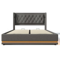 POLSTERBETT 160/200 cm Grau mit USB Typ-C Ladefunktion und 3-seitige LED-Funktion - Grau, Textil (160/200cm) - Oxeza