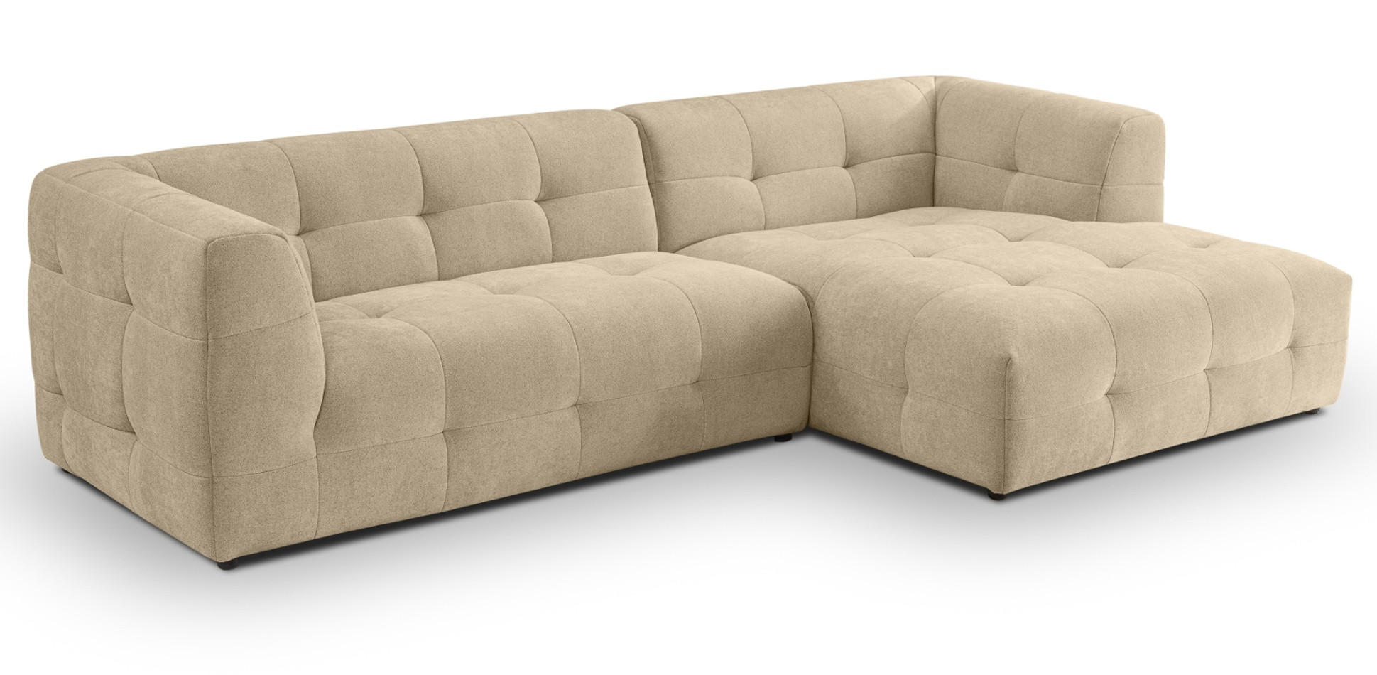 SOFA beige Webstoff 292 x 161 cm, Ecksofa 5-Sitzer, L-Sofa Ottomane rechts - Beige, Holz/Textil (292/161cm) - Inn.Furn