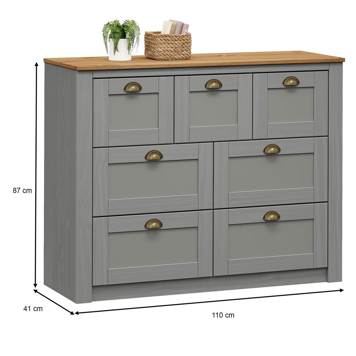 SIDEBOARD BOLTON - Braun/Grau, Holz (110/87/40cm) - IDIMEX