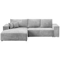 ECKSOFA Pablo mit Schlaffunktion Hellgrau Cord - Hellgrau, Textil (294/185cm) - Bromarkt