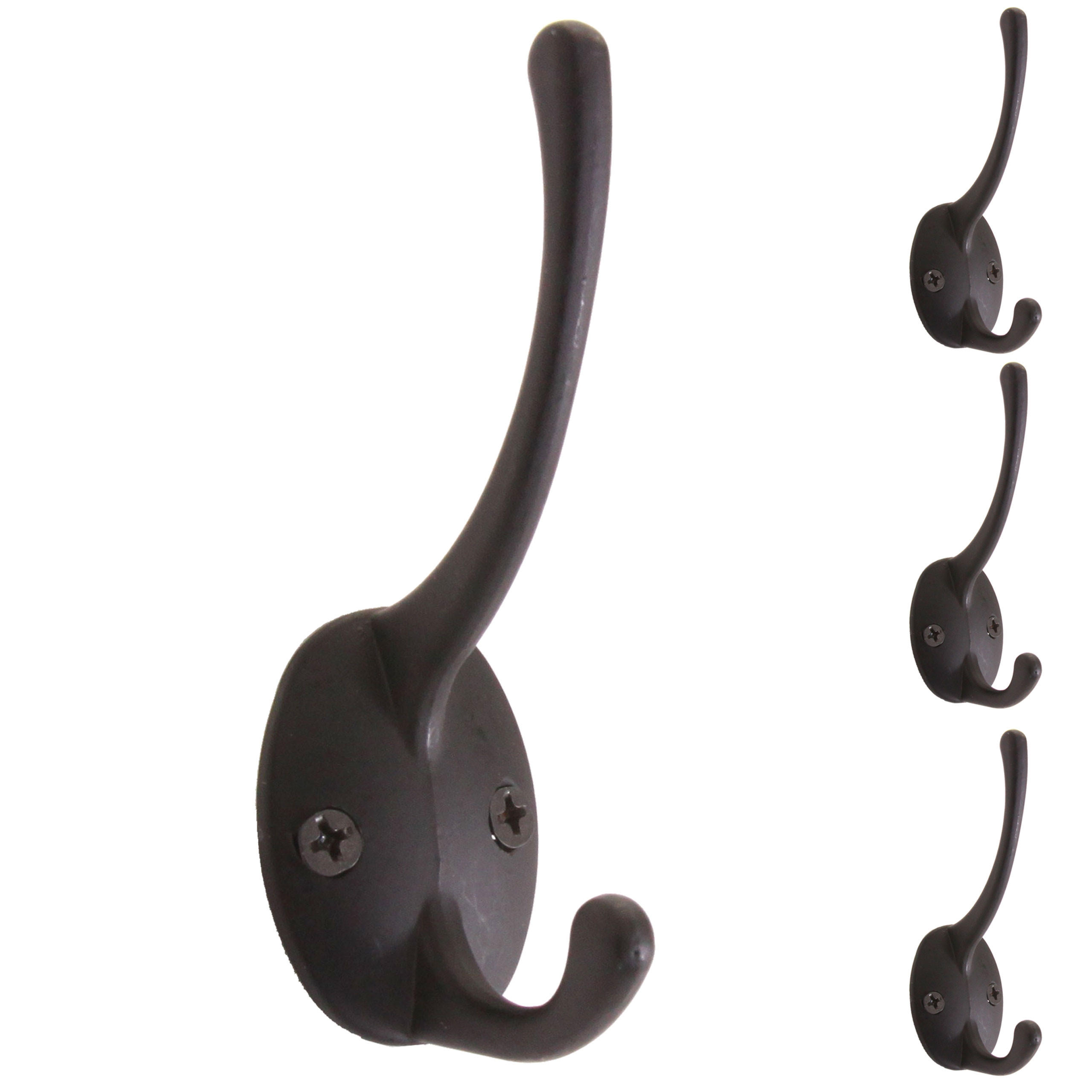 GARDEROBENHAKEN abgerundet Schwarz 4er-Set - Schwarz, Metall (3/8/4cm) - MCW