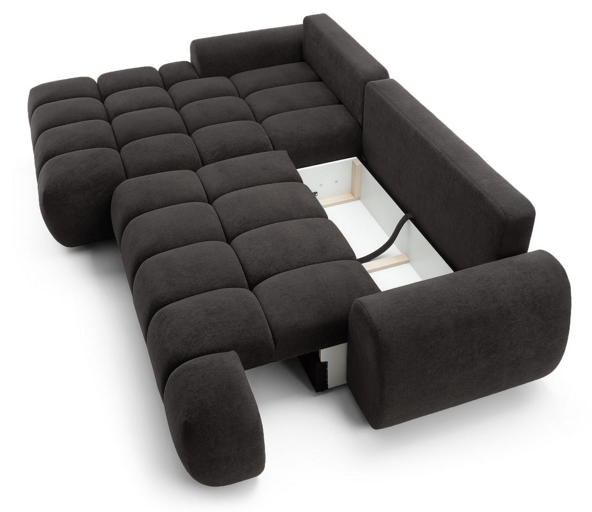 ECKSOFA 280 cm Valerio mit Bettkasten, 280 cm, Links, Schlaffunktion, Schwarz - Schwarz, Holz (280/177cm) - Emporius