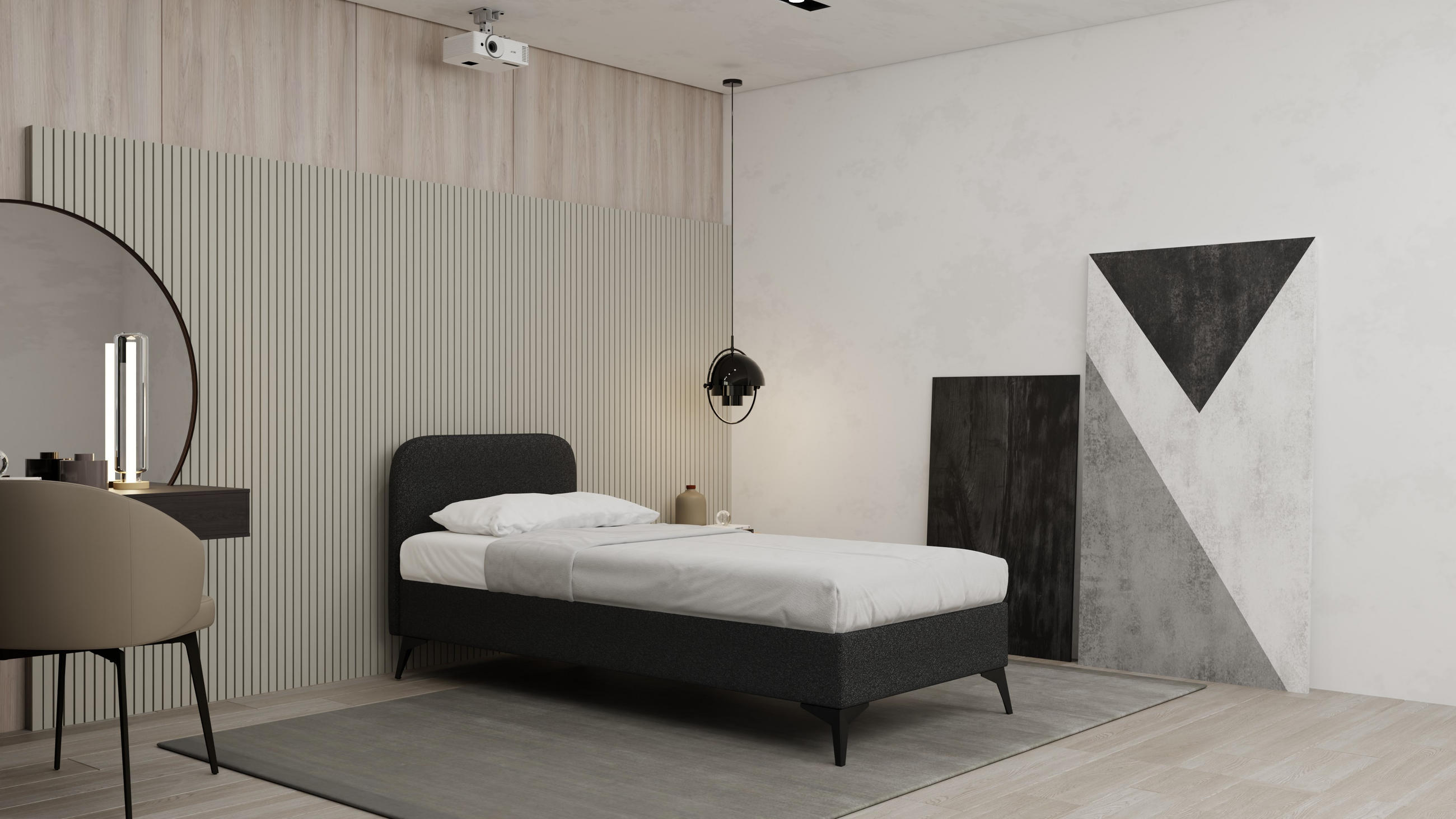 Thumbnail - Panda Möbel Polsterbett, Schwarz, Holz, Mode, Oeko-Tex® Standard 100, Schlafzimmer, Betten, Polsterbetten