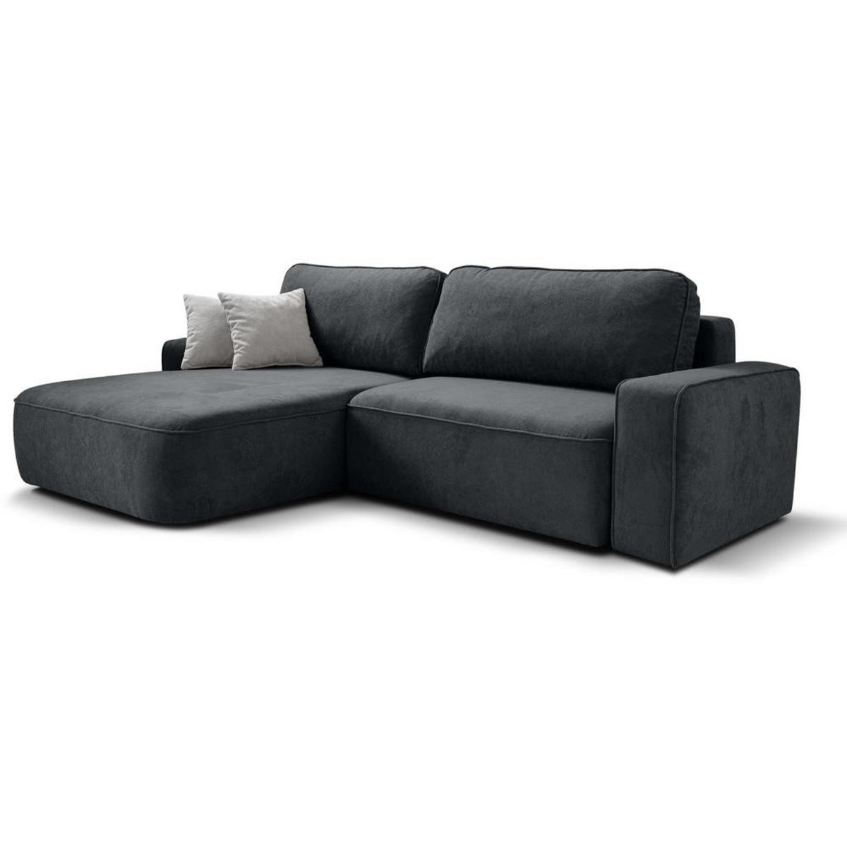 ECKSCHLAFSOFA Torre graphit velours links - Graphitfarben, Textil (258/171cm) - Beautysofa