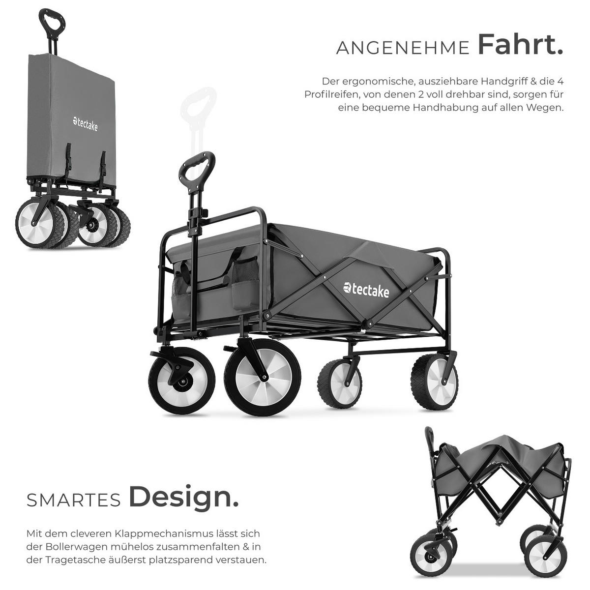 BOLLERWAGEN Leon, inklusive Tragetasche, Belastbarkeit 80 kg, grau - Grau, Kunststoff (53.5/101/91cm) - tectake