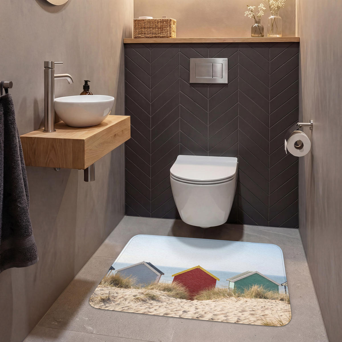 WC PŘEDLOŽKA Pláž - Chaty - Barevné - Duny 90x60 cm - různobarevná, textil/plast (90/1cm) - OnlyWow