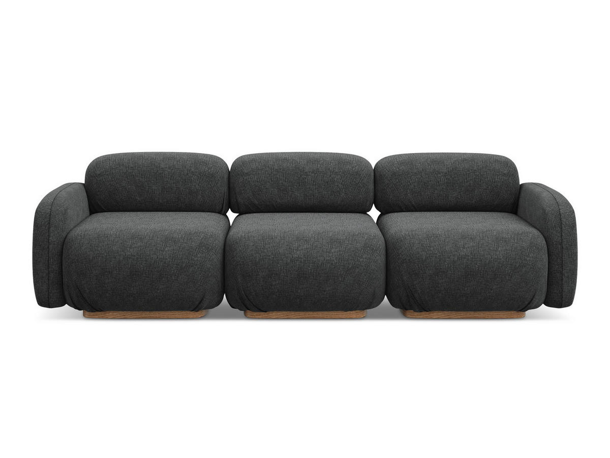 4-SITZER-SOFA Chenille Stoff Grau - Dunkelgrau/Braun, Holz/Textil (270/73/95cm) - Makamii