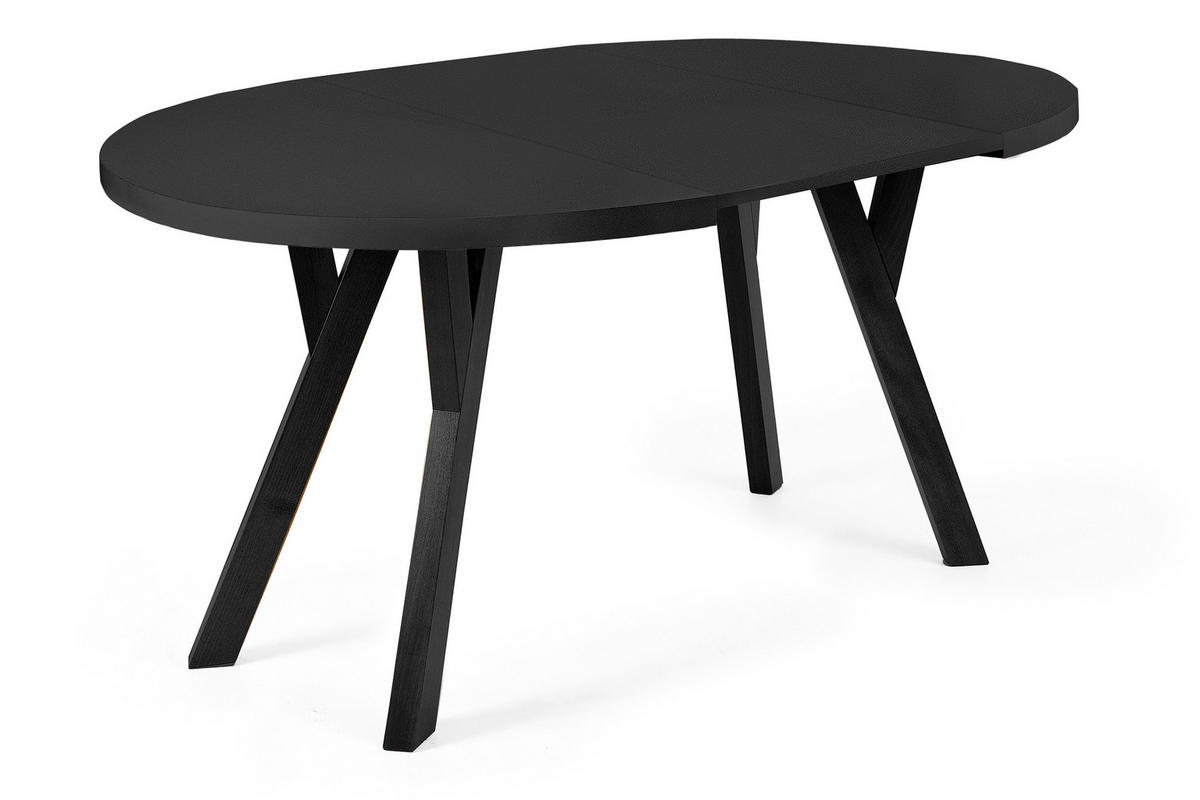 ESSTISCH INDAGA Ausziehbar 100-140cm Rund, mattes Schwarz - Schwarz Hochglanz/Schwarz, Holz (100/140/75cm) - KONSIMO®