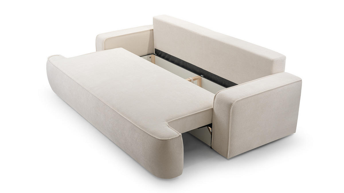SOFA MONOS HELLGRAU Schlaffunktion Bouclé - Hellgrau, Textil (248/94/110cm) - Luxkor24