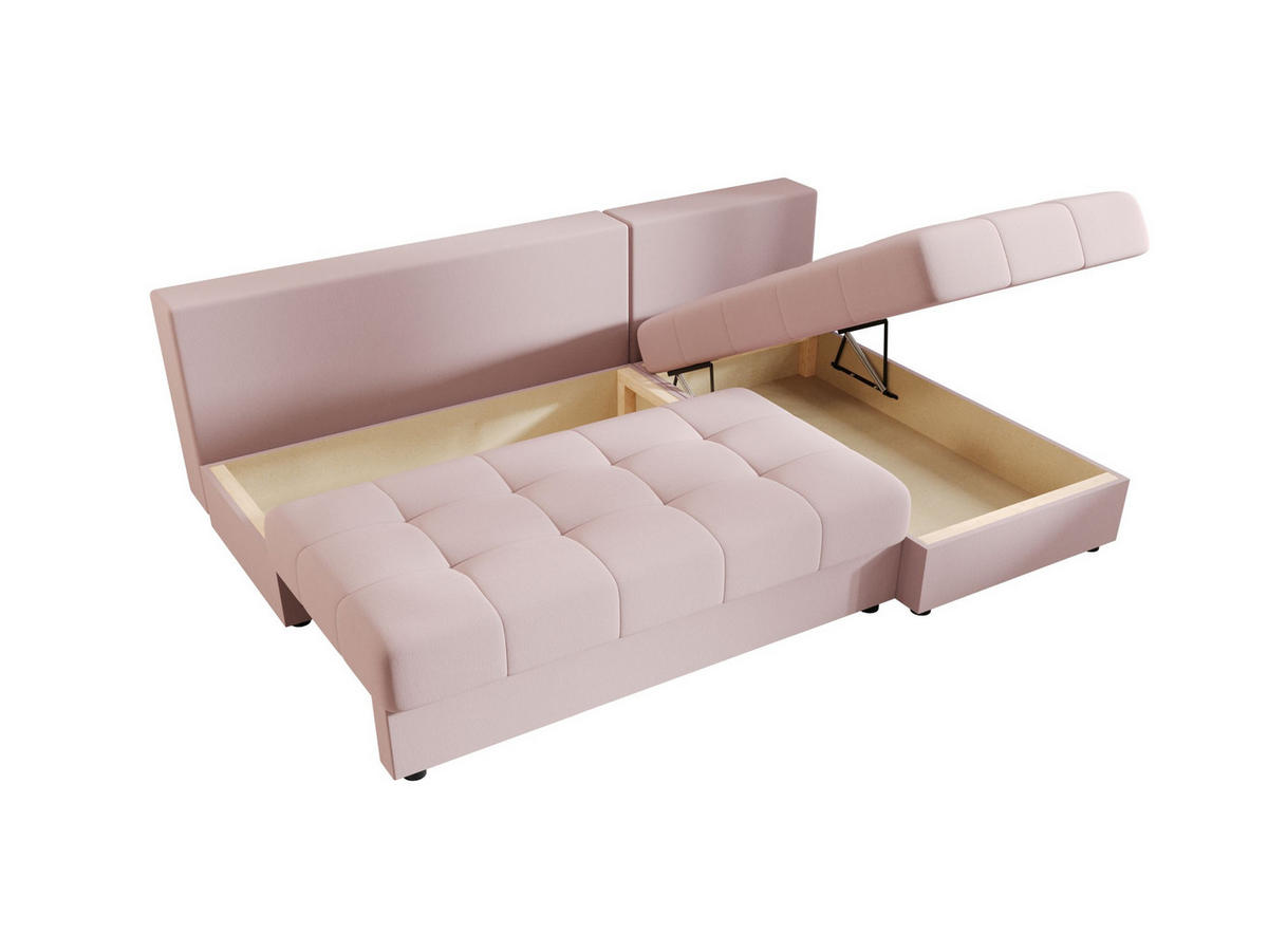 ECKSOFA MOS L Cosmic 14 Rechts mit Schlaffunktion - Rosa, Textil (200/143cm) - Bedante
