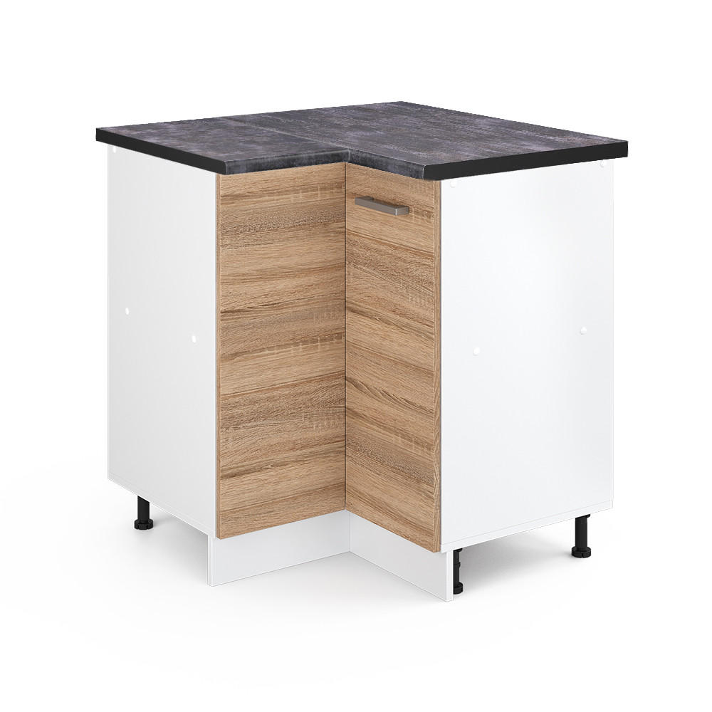 ECKUNTERSCHRANK R-Line Sonoma 75.6 cm, AP Anthrazit - Weiß/Sonoma Eiche, Holzwerkstoff (75.6/81.6/60cm) - Vicco