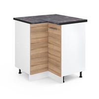 ECKUNTERSCHRANK R-Line Sonoma 75.6 cm, AP Anthrazit - Weiß/Sonoma Eiche, Holzwerkstoff (75.6/81.6/60cm) - Vicco