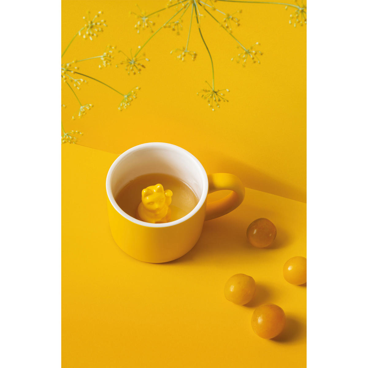 TIERTASSE Maneki Neko, Katze, Porzellan, Gelb, 150 ml - Gelb, Keramik (0.15L) - Donkey Products