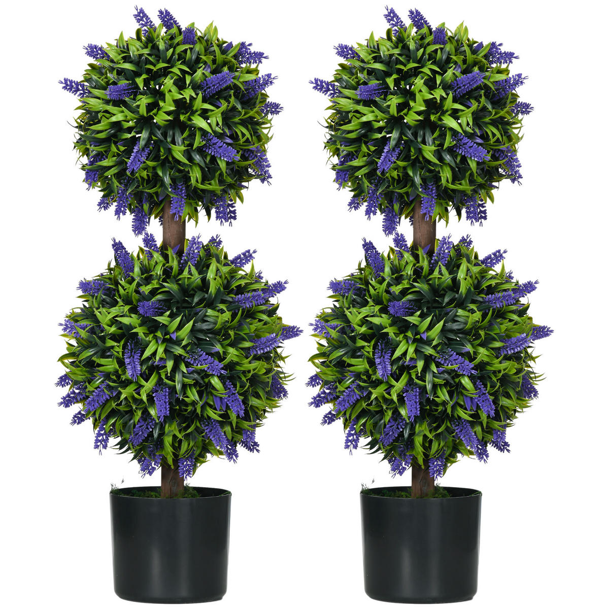 KUNSTPFLANZEN 2er-Set DE-08605 UV-beständig im Blumentopf Lavendel - Grün, Kunststoff (70cm) - ComfortXL