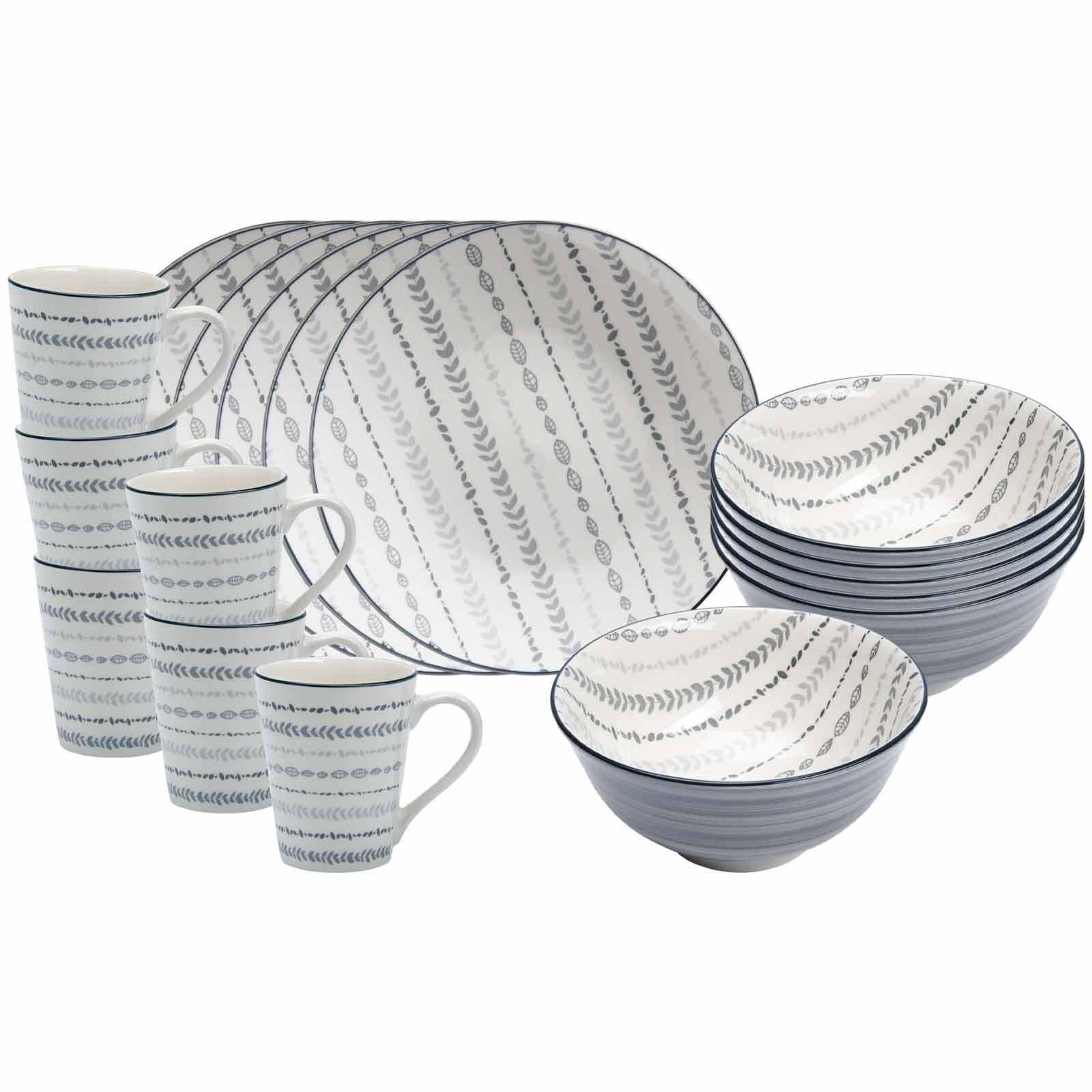 FRÜHSTÜCKS-SET Sendai Ranke grau 18er Set - Grau, Keramik (1/1/1cm) - Ritzenhoff Breker