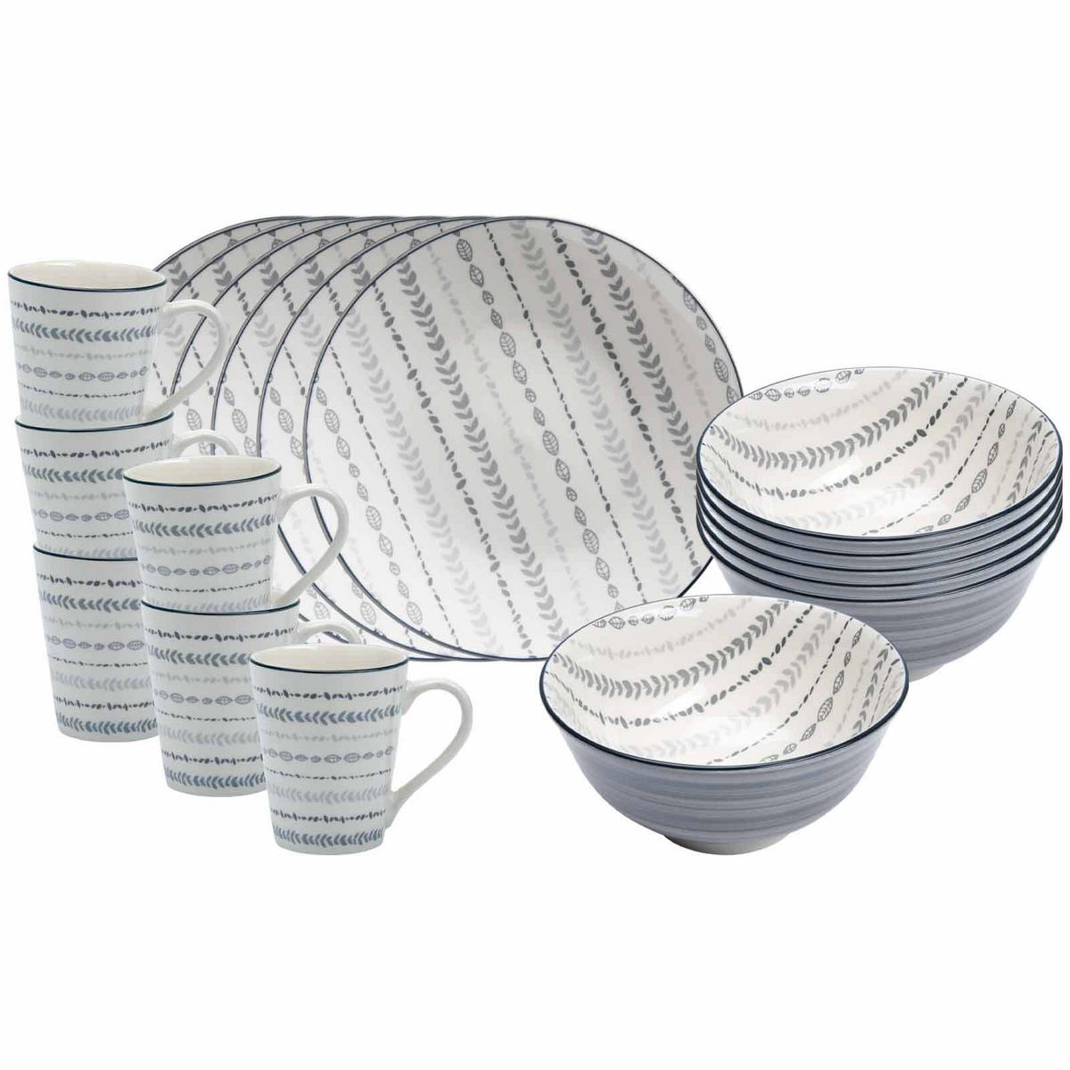 FRÜHSTÜCKS-SET Sendai Ranke grau 18er Set - Grau, Keramik (1/1/1cm) - Ritzenhoff Breker